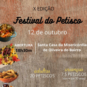 10.ª edição do Festival do Petisco a realizar na Santa Casa da Misericórdia de Oliveira do Bairro