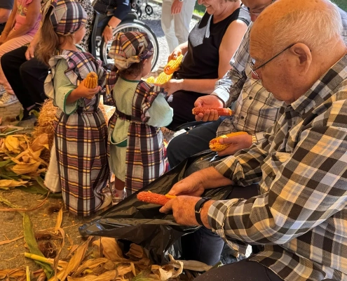 Atividade da Desfolhada Tradicional no Centro de Infância e Juventude e idosos